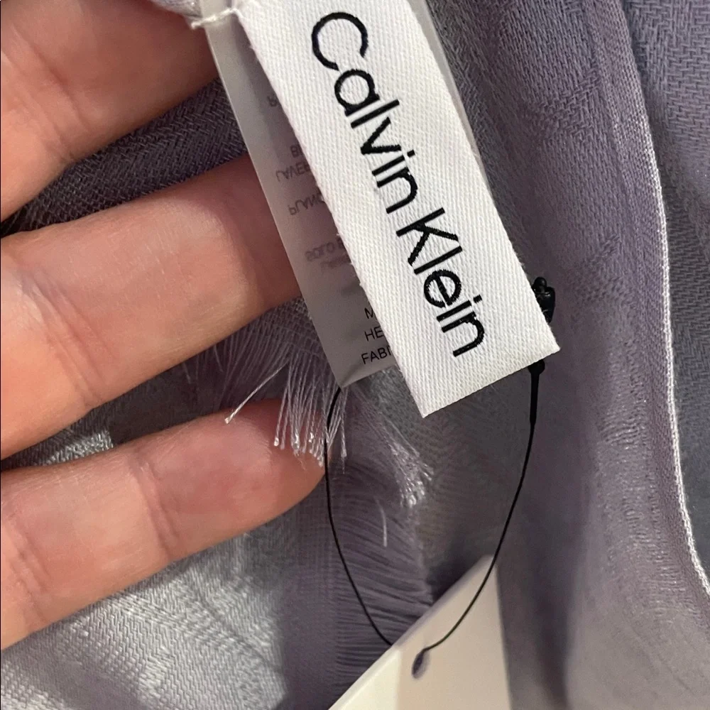 Calvin Klein Monogram Pashmina Style Scarf Light Gray NWT